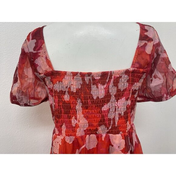 NWT Torrid Lined Lace Up Sweetheart neckline Dress Size 2X Floral Ruffle Smocked - Picture 4 of 16